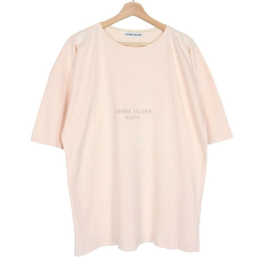Vintage 80s Stone Island Marina Peach Orange Short Sleeve Logo Print T-Shirt
