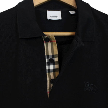 Burberry Black and Tan Nova Check Short Sleeve Cotton Polo Shirt