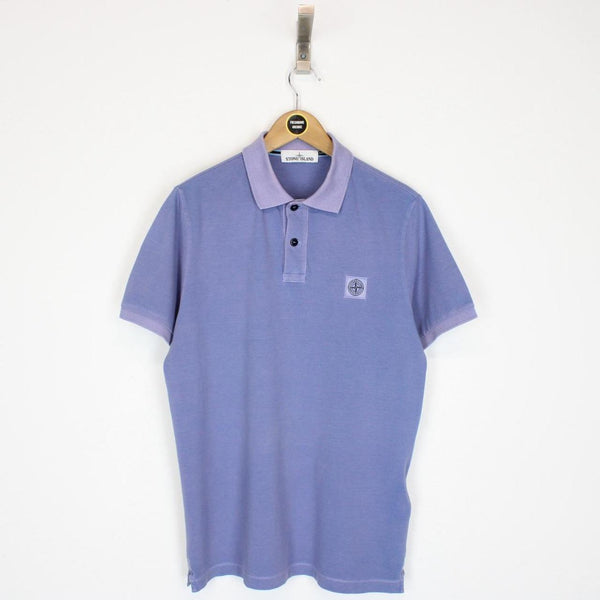 Stone Island SS 2019 Blue Short Sleeve Compass Cotton Polo Shirt