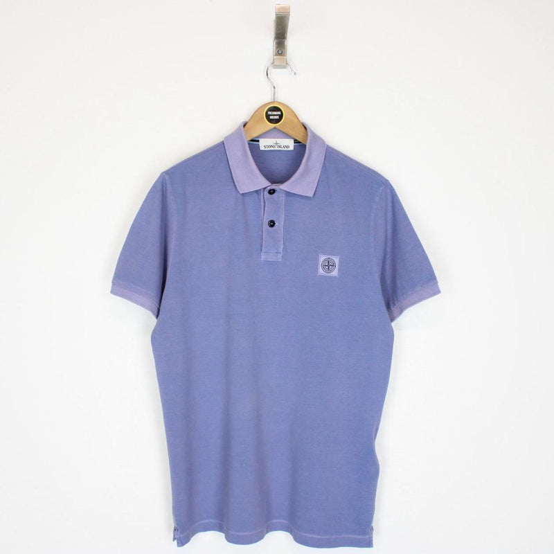 Stone Island SS 2019 Blue Short Sleeve Compass Cotton Polo Shirt