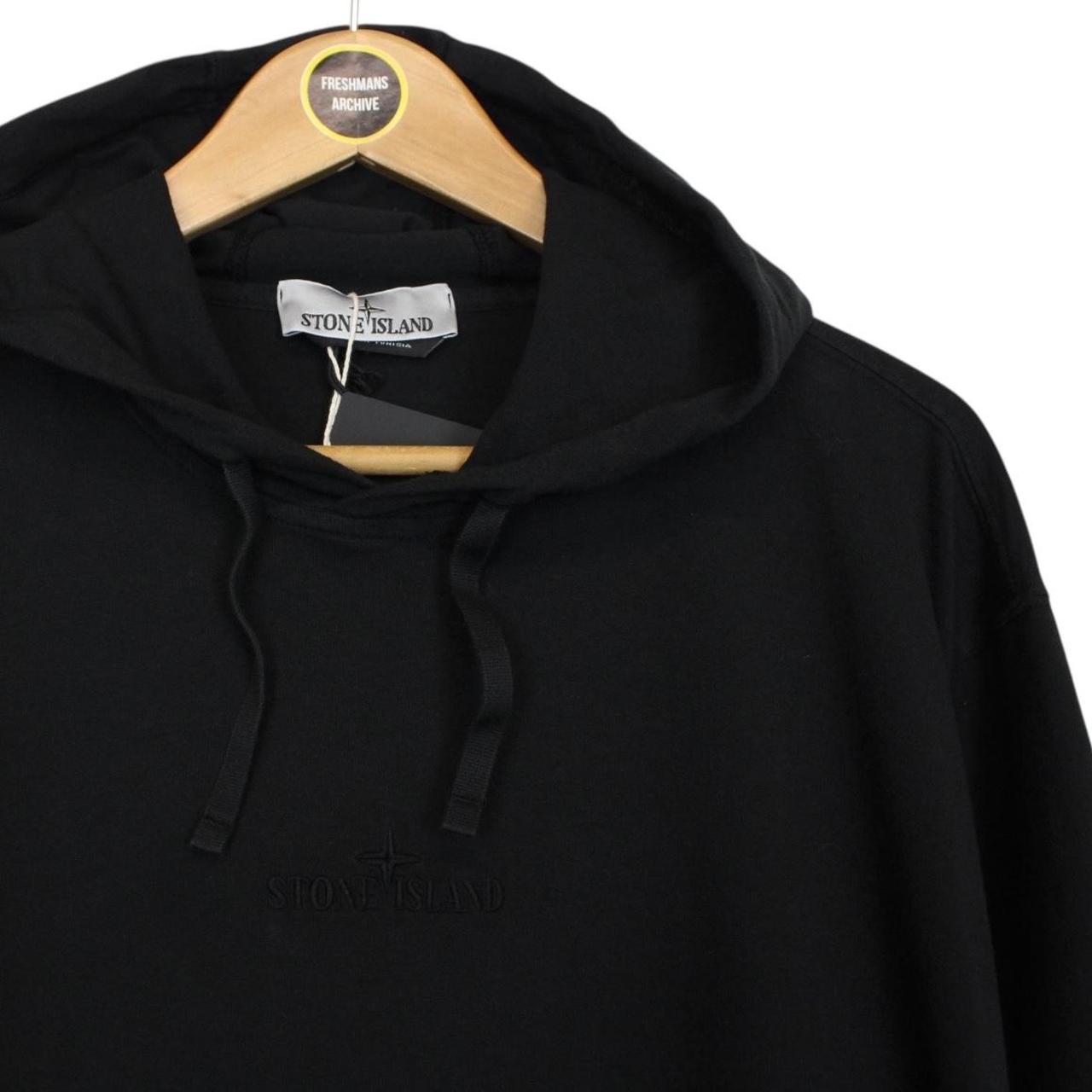 Stone Island Black Embroidered Logo Cotton Hoodie Jumper