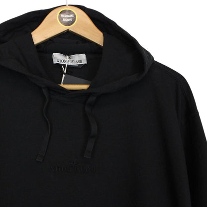 Stone Island Black Embroidered Logo Cotton Hoodie Jumper