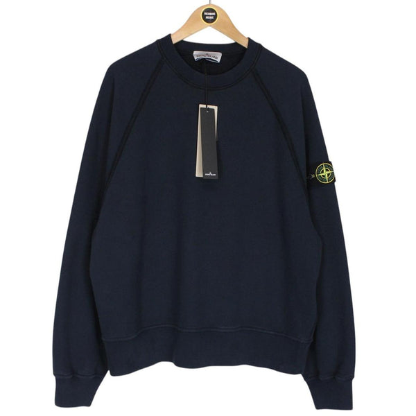 Stone Island Navy Blue Crew Neck Cotton Sweatshirt Jumper