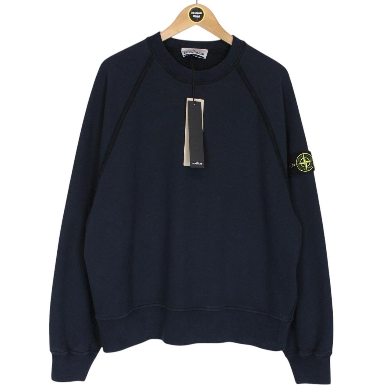 Stone Island Navy Blue Crew Neck Cotton Sweatshirt Jumper