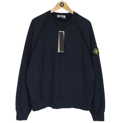 Stone Island Navy Blue Crew Neck Cotton Sweatshirt Jumper