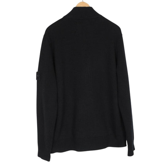 Stone Island Ghost AW 2024 Black Full Zip Virgin Wool Knit Jumper