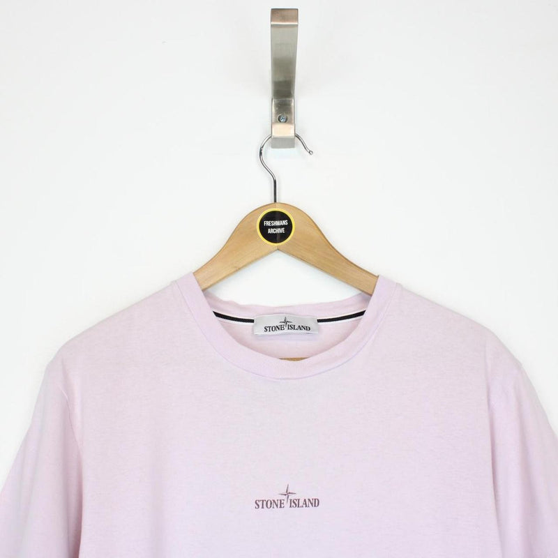 Stone Island SS 2022 Pink Short Sleeve Compass Logo T-Shirt