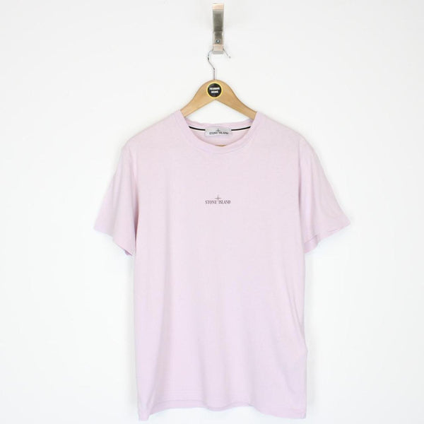Stone Island SS 2022 Pink Short Sleeve Compass Logo T-Shirt