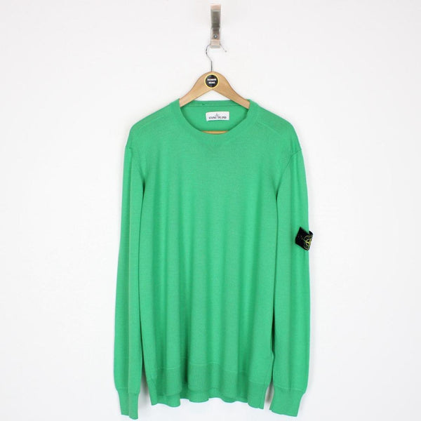 Stone Island AW 2021 Green Wool Knit Sweatshirt Jumper