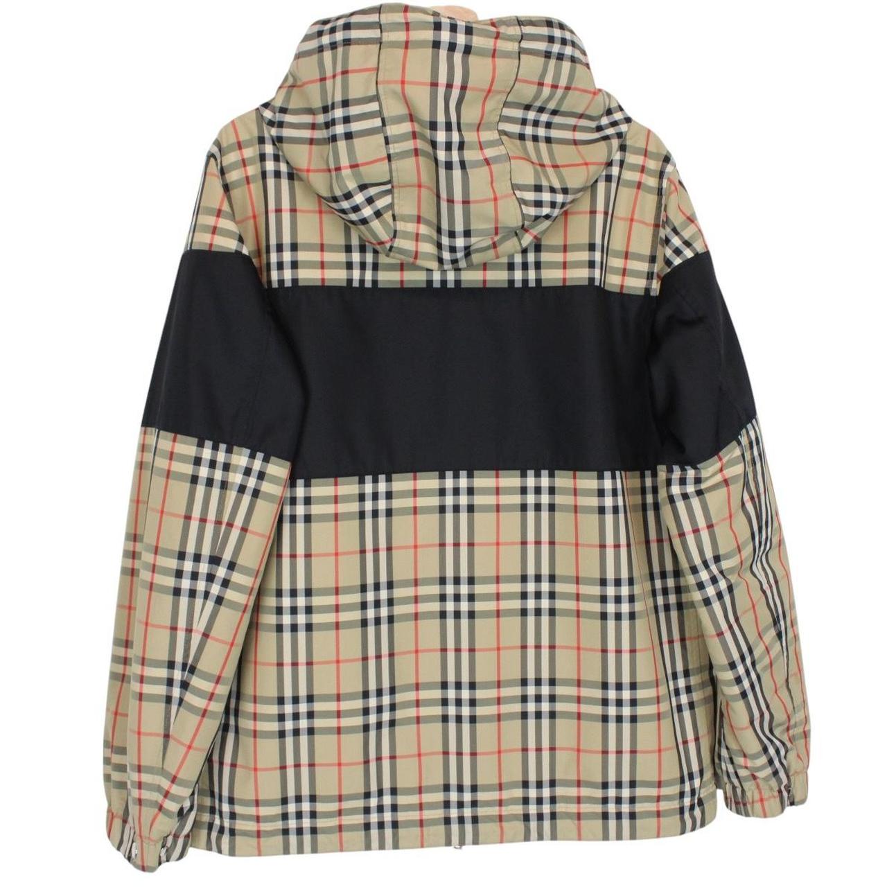 Burberry Shropshire Tan Brown and Red Full Zip Nova Check Reversible Hooded