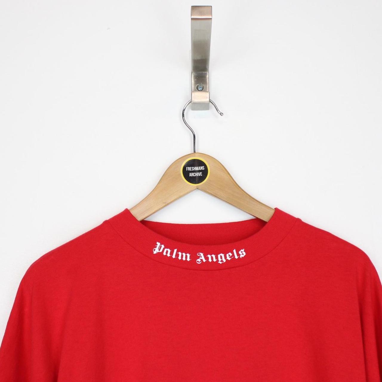 Palm Angels Back Logo Print Red and White Short Sleeve T-Shirt