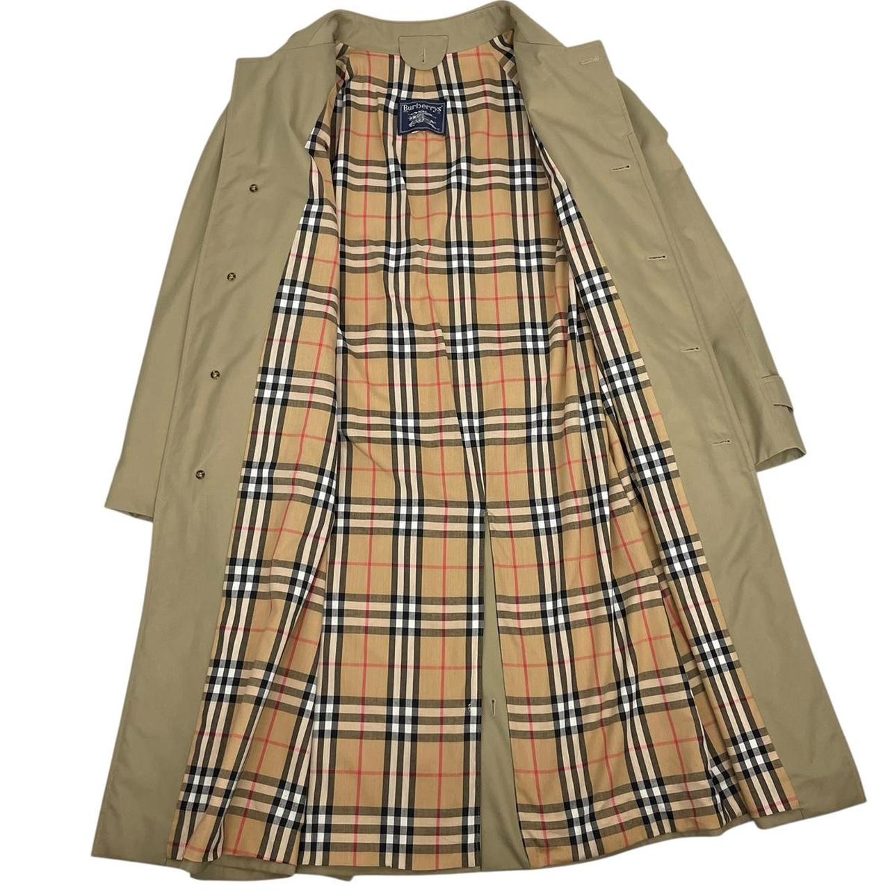 Vintage 90s Burberry Tan Brown Belted Single Breasted Nova Check Trench Coat
