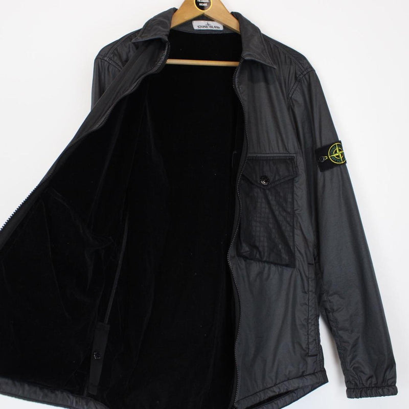 Stone Island AW 2020 Black Full Zip Lamy Flock Overshirt Jacket