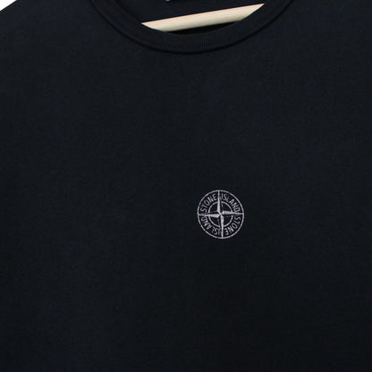 Stone Island black short sleeve cotton t-shirt with logo patch on sleeve.