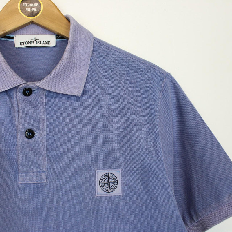 Stone Island SS 2019 Blue Short Sleeve Compass Cotton Polo Shirt
