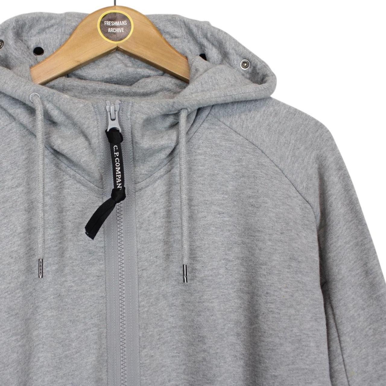 CP Company Grey Cotton Full Zip Goggle Hoodie Jumper