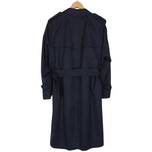 Vintage 90s Burberry Navy Blue Single Breasted Belted Trench Coat