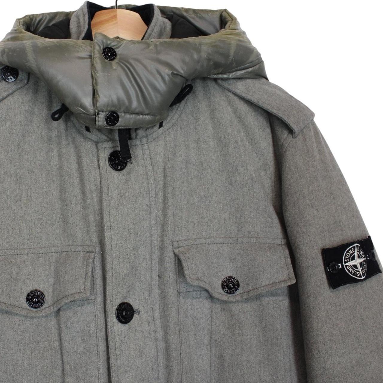 Stone Island Grey Ice Wool Blend Down Field Jacket