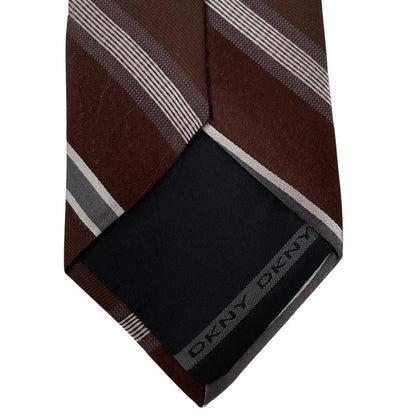 Vintage DKNY Brown Striped Silk Tie