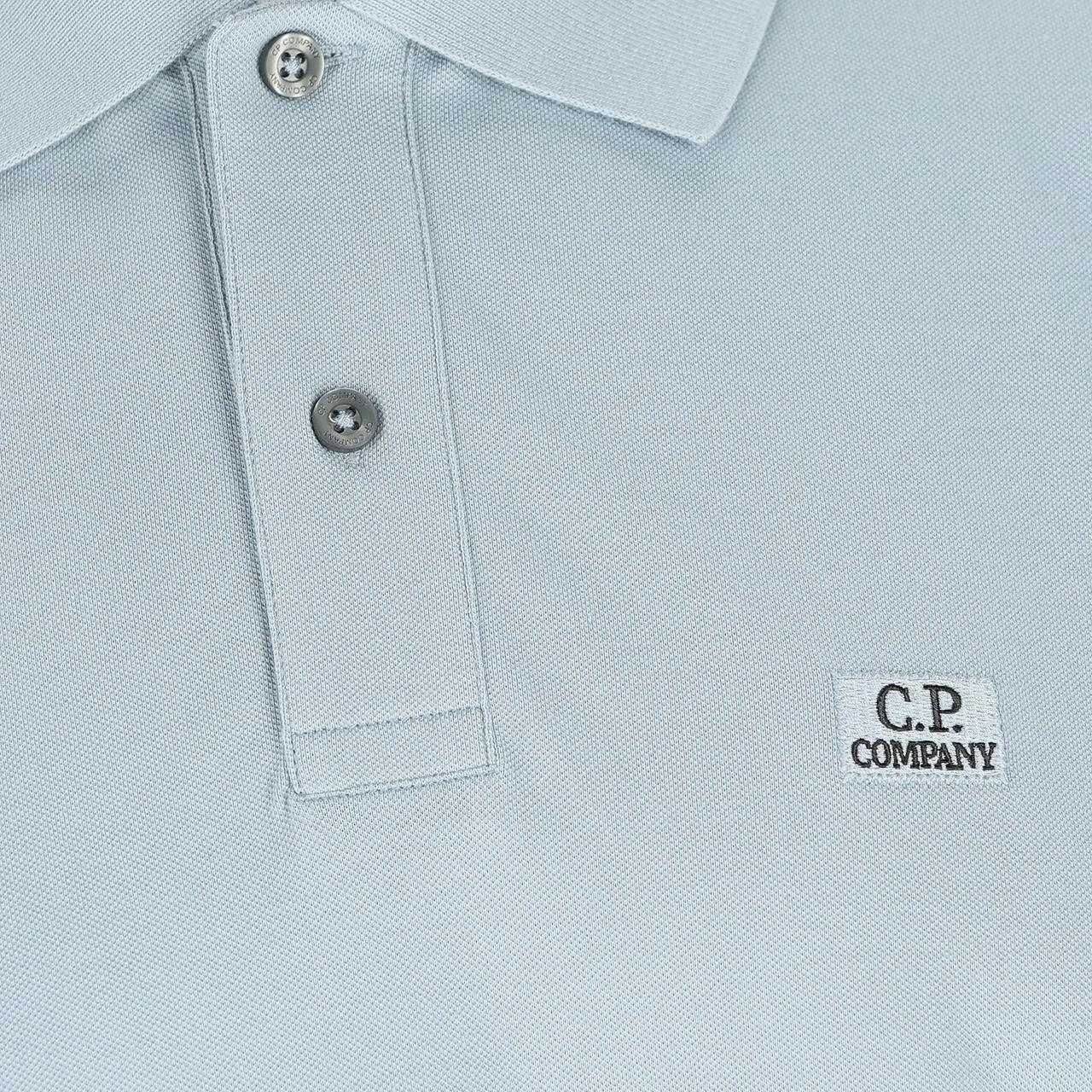CP Company Light Blue Stretch Cotton Piquet Polo Shirt