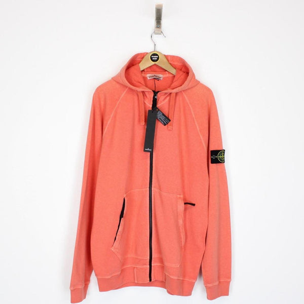 Stone Island SS 2022 Orange Full Zip Cotton Hoodie Jumper