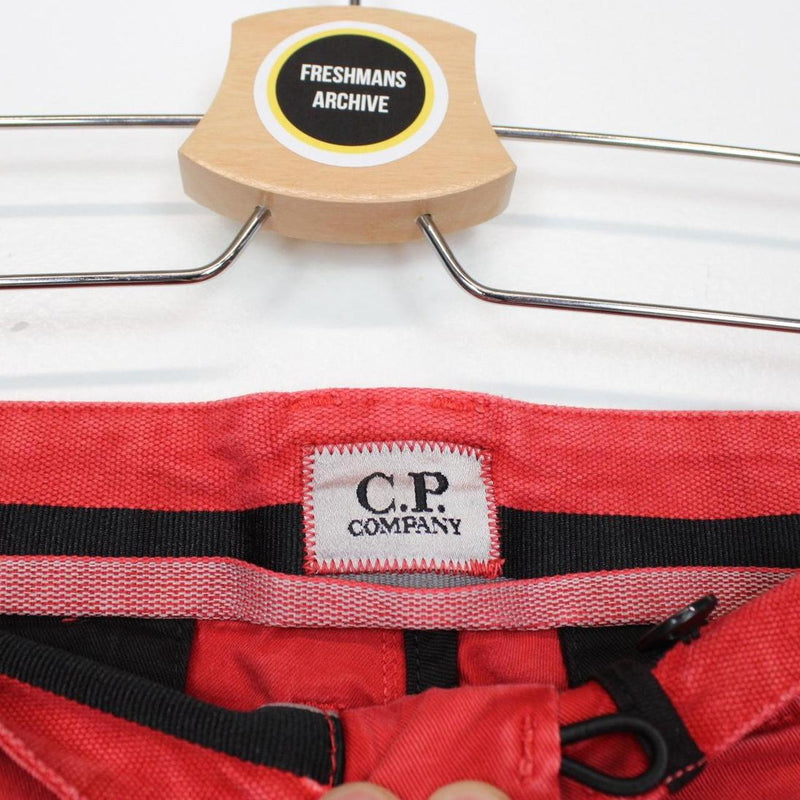 CP Company Red Cotton Lens Cargo Shorts