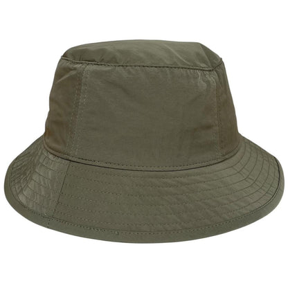 CP Company green bucket hat embroidered logo, made from Chrome-R nylon material.