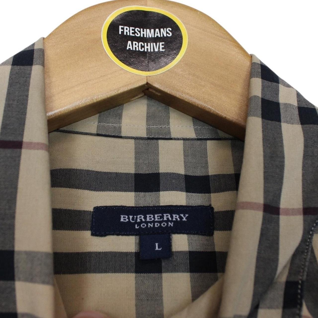 Vintage Burberry London Tan Brown Nova Check Short Sleeve Cotton Shirt