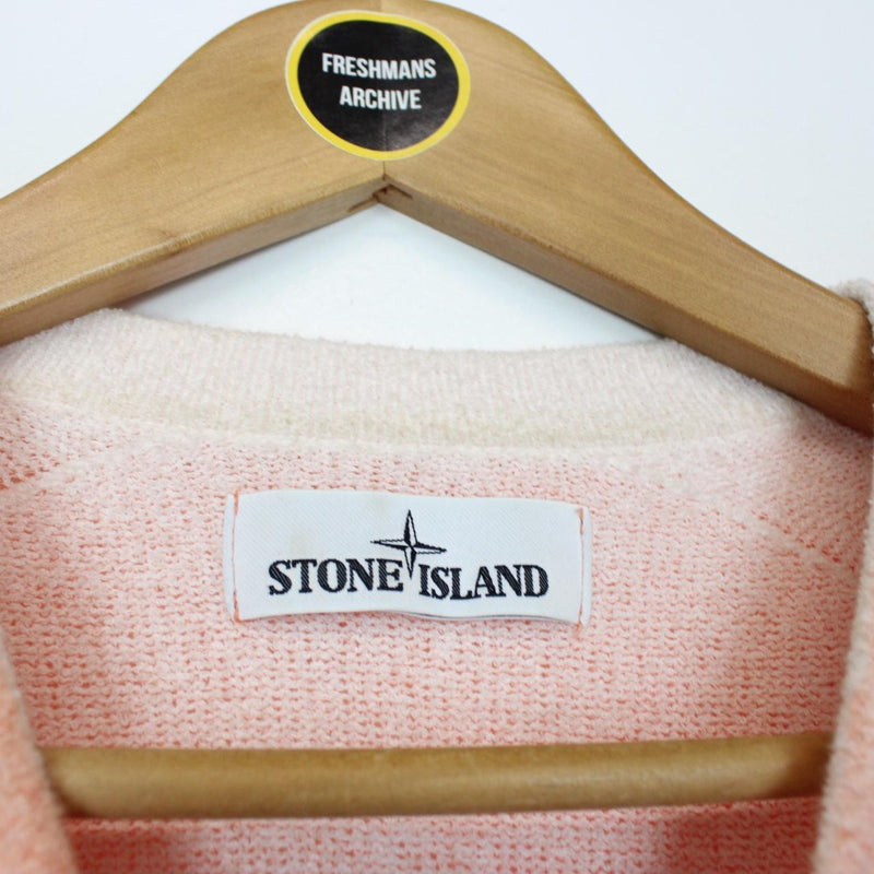 Stone Island Orange Ribbed Cotton Knit Sweatshirt Jumper