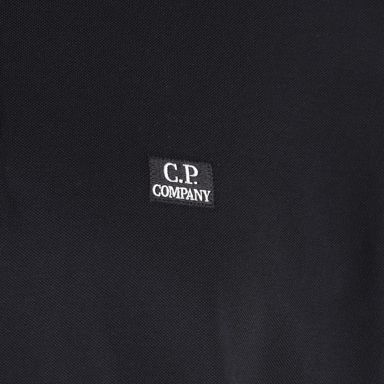 CP Company Navy Blue Stretch Cotton Piquet Polo Shirt