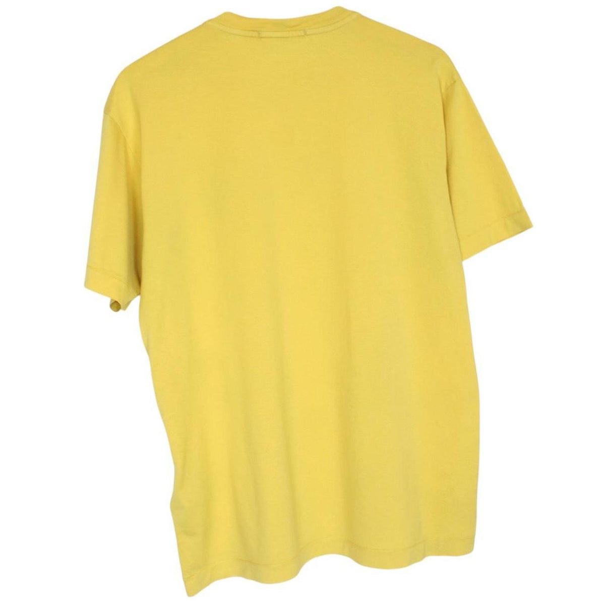 Stone Island yellow short sleeve cotton t-shirt with compass logo and soft fabric.