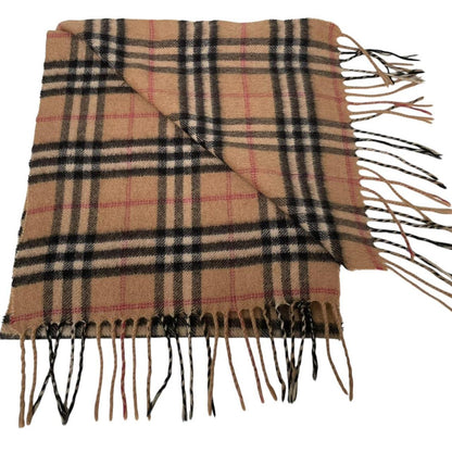 Vintage 90s Burberry Tan Brown Nova Check Lambswool Scarf