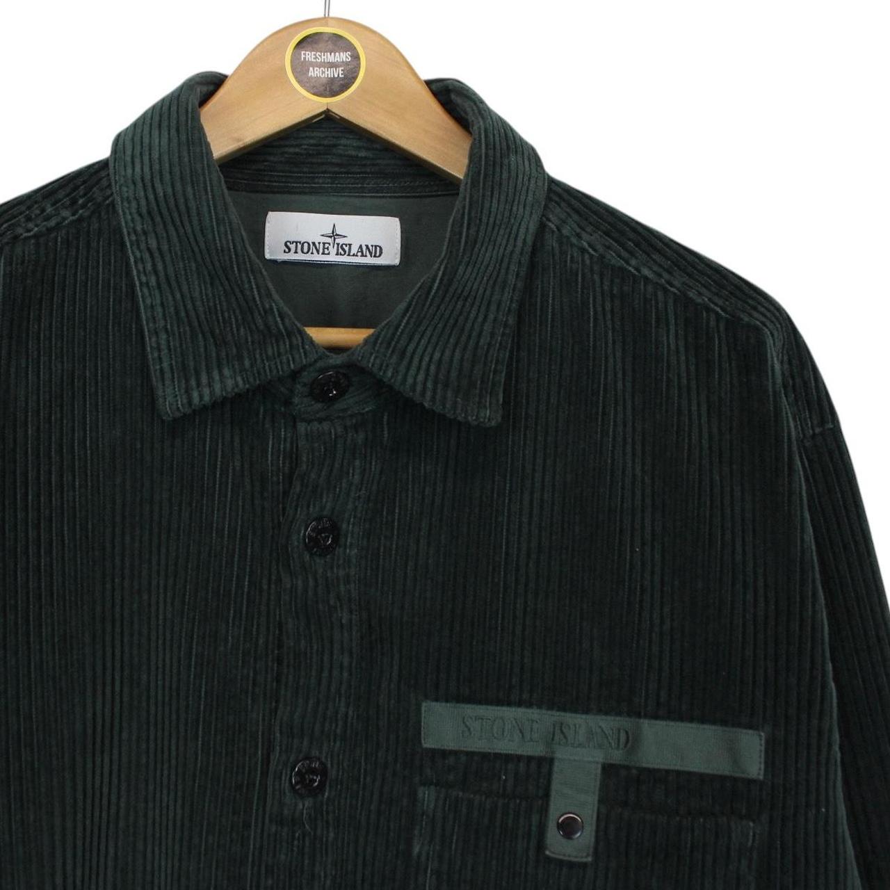 Stone Island AW 2022 Dark Green Long Sleeve Spellout Corduroy Shirt
