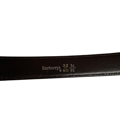 Vintage 80s Burberry Brown and Beige Nova Check Leather Belt