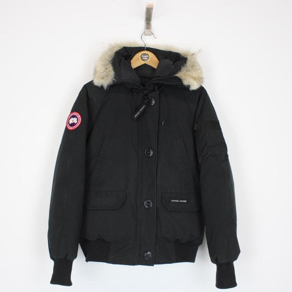 Canada Goose Black Chilliwack Bomber Down Jacket with Fur Trim