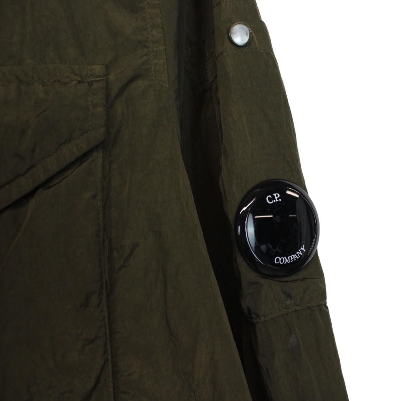 CP Company Khaki Green Chrome Nylon Garment Dyed Lens Overshirt Jacket
