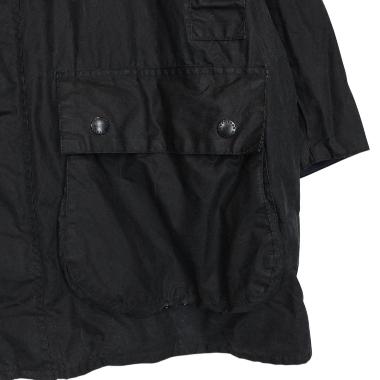 Vintage 90s Barbour Border Black Wax Jacket with Hood