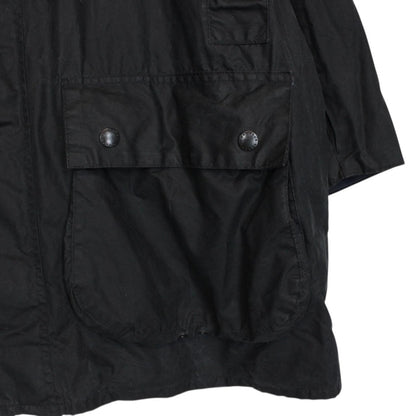 Vintage 90s Barbour Border Black Wax Jacket with Hood