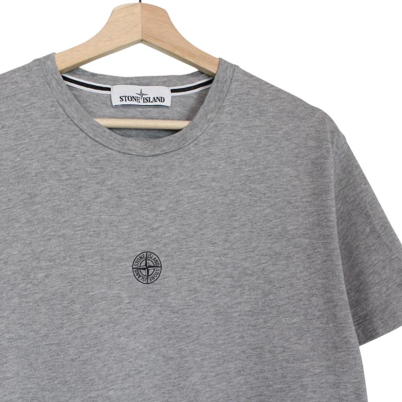 Stone Island grey short sleeve cotton t-shirt with logo patch on chest.