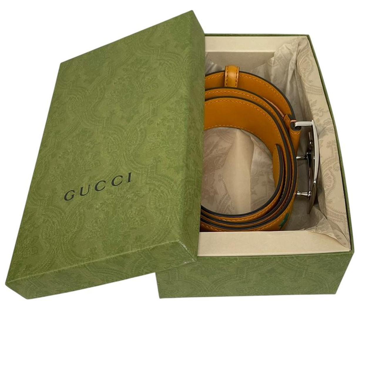 Gucci Memorable Buckle Yellow and Green Star Leather Belt
