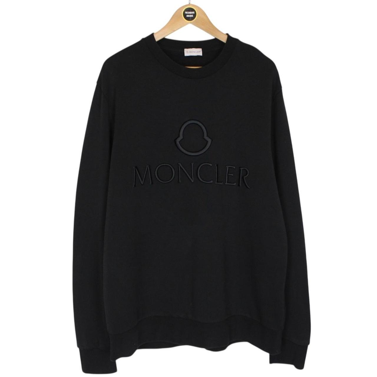 Moncler Black Cotton Logo Embroidered Sweatshirt Jumper