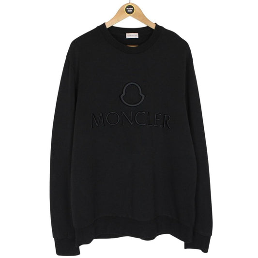 Moncler Black Cotton Logo Embroidered Sweatshirt Jumper
