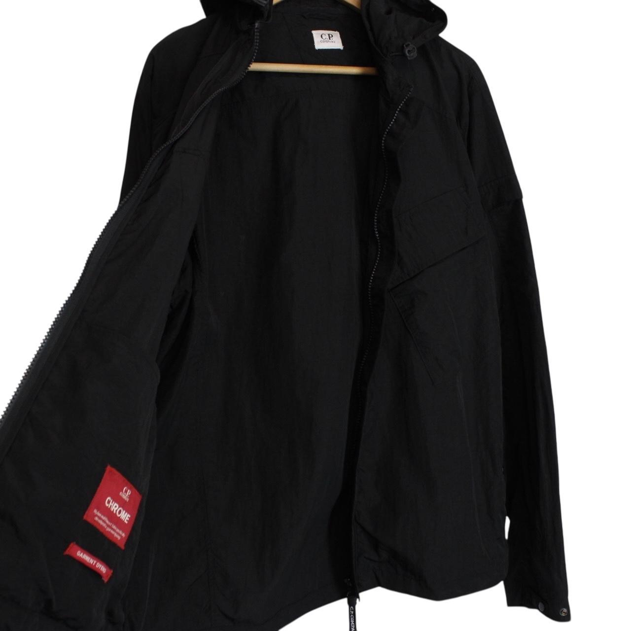 CP Company Black Full Zip Chrome Nylon Garment Dyed Goggle Jacket