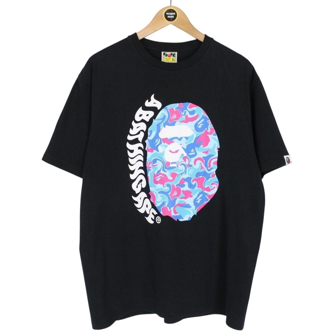 Bape Black and Multicoloured Marble Camo Graphic Short Sleeve T-Shirt