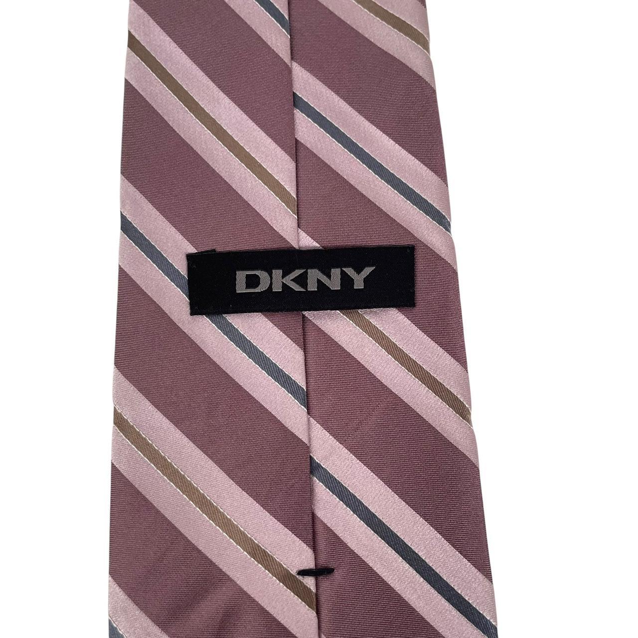 Vintage DKNY Mauve Pink Striped Silk Tie