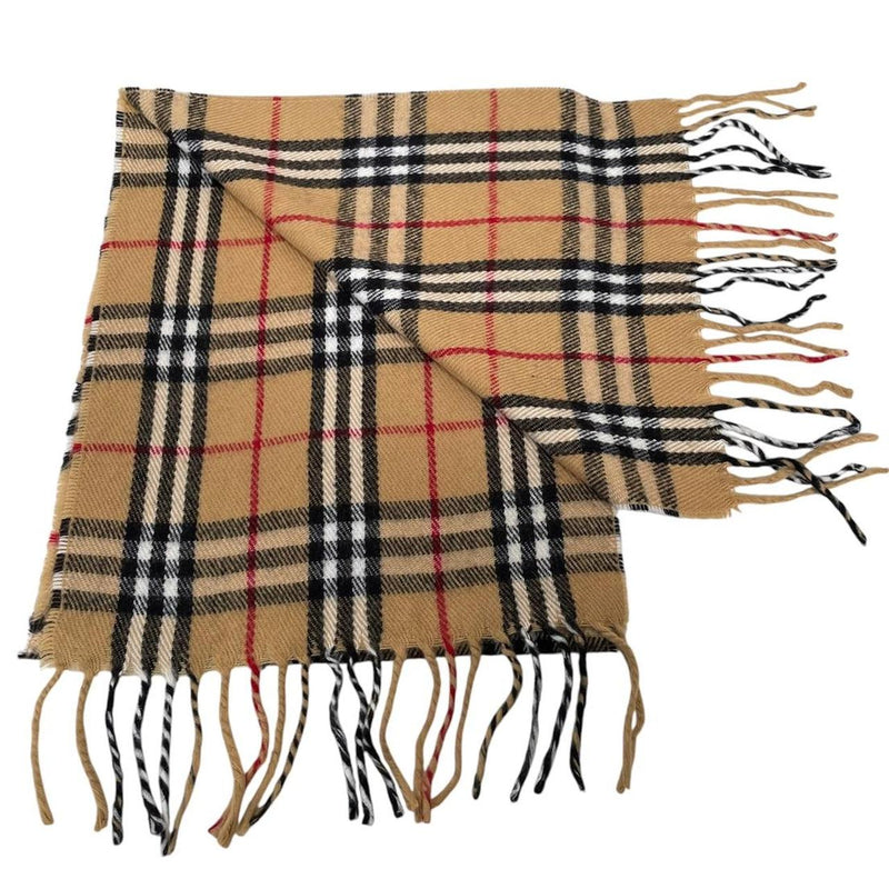 Vintage 90s Burberry Beige Nova Check Cashmere Scarf