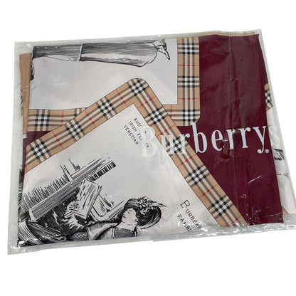Vintage Burberry Multicoloured Costumes Print Silk Scarf
