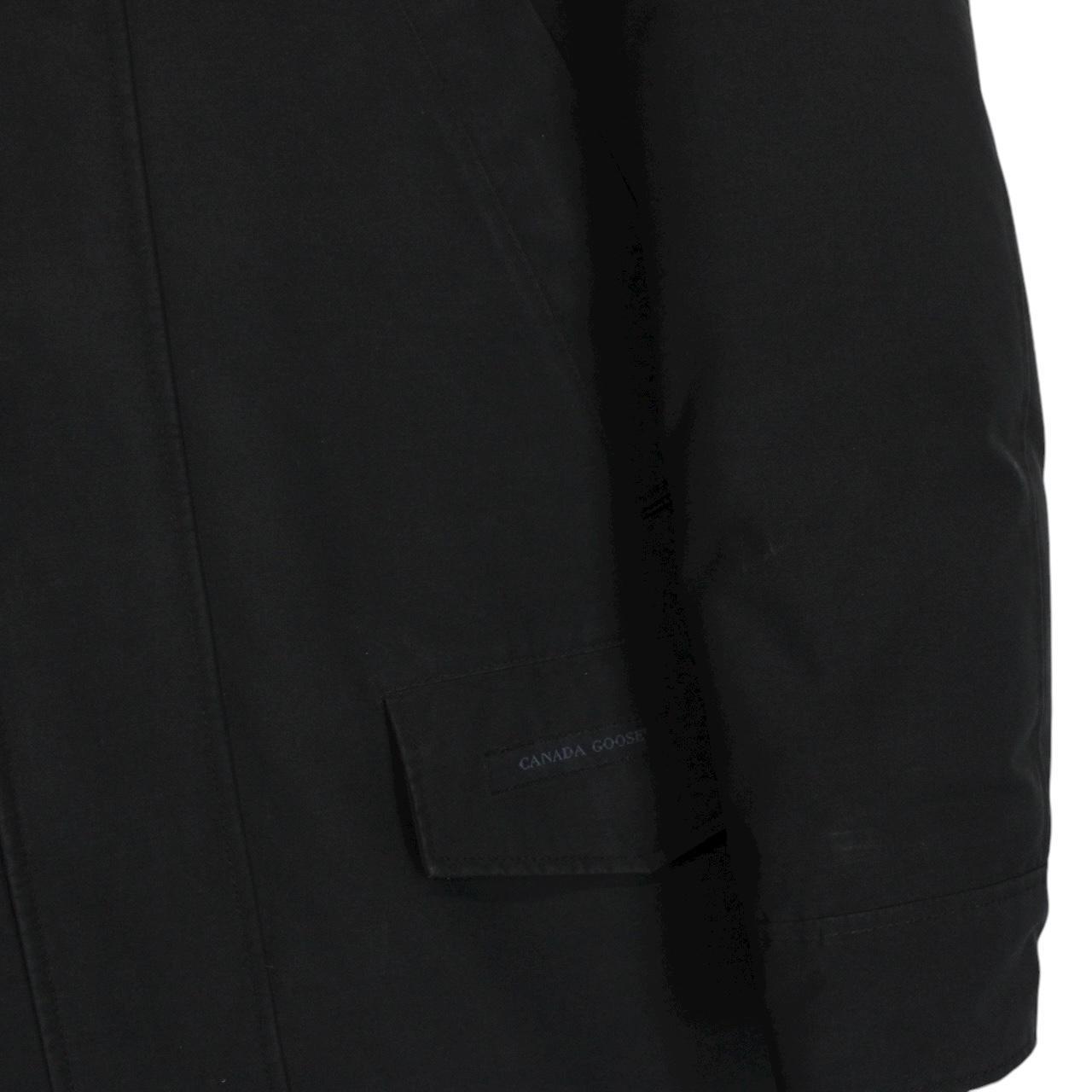 Canada Goose Black Langford Parka Black Label Down Coat with Fur Trim