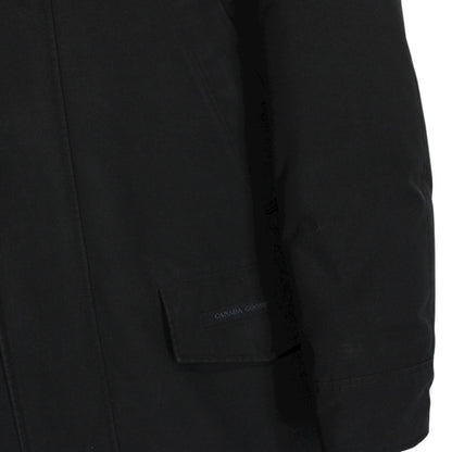 Canada Goose Black Langford Parka Black Label Down Coat with Fur Trim