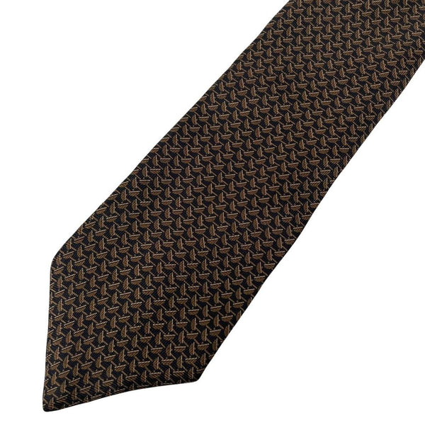Vintage DKNY Brown Geometric Print Silk Tie